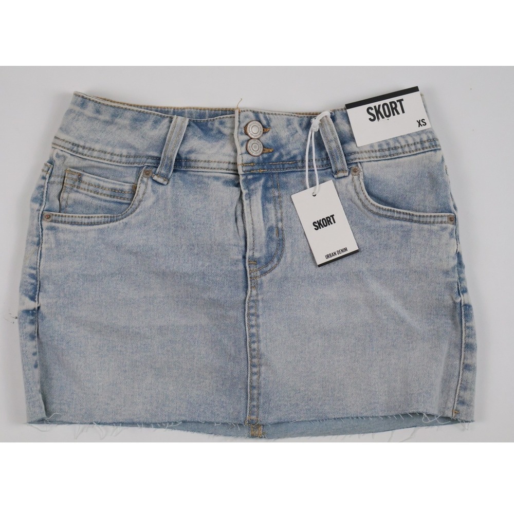 Urban Denim Skort Low Rise Mini Light Wash Blue XS NWT